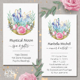 Boho Halve Maan Kristal Cluster Roze Rozen Chic Visitekaartje