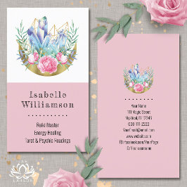 Boho Halve Maan Kristal Cluster Roze Rozen Chic Visitekaartje