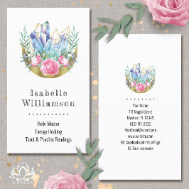 Boho Halve Maan Kristal Cluster Roze Rozen Chic Visitekaartje