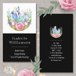 Boho Halve Maan Kristal Cluster Roze Rozen Chic Visitekaartje