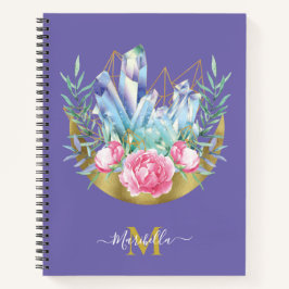 Boho Halve Maan Kristal Cluster Roze Rozen Notitieboek