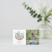 Boho Halve Maan Kristallen Roze Rozen Foto Visitekaartje (Staand voorkant)