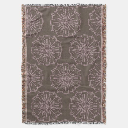 Boho Hand Drawn Mandala Blush Pink Brown Pattern Deken (Voorkant Verticaal)