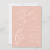 Boho Hand-drawn Wildflower Blush Pink Baby Shower Kaart (Voorkant)