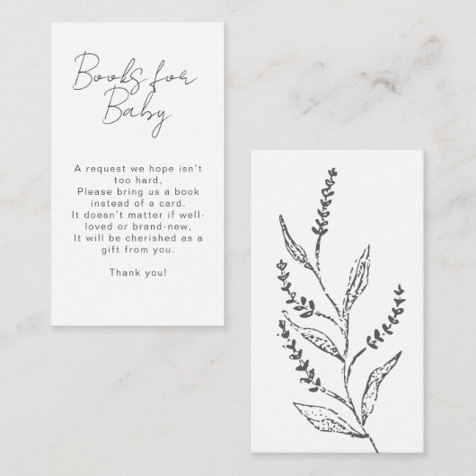 Boho Hand-drawn Wildflower Books For Baby Shower Informatiekaartje (Voorkant / Achterkant)