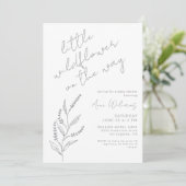 Boho Hand-drawn Wildflower White Grey Baby Shower Kaart (Staand voorkant)
