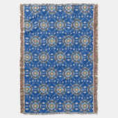 Boho Hand Getekende Mandala Blauwe Mosterd Kleurri Deken (Voorkant Verticaal)