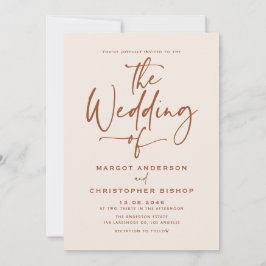 Boho Hand Lettered Calligraphy Terracotta Wedding Kaart