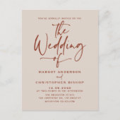 Boho Hand Lettered Calligraphy Terracotta Wedding Uitnodiging Briefkaart (Voorkant)