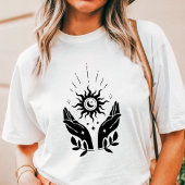 Boho handen zon en maan hemels Tri-Blend shirt