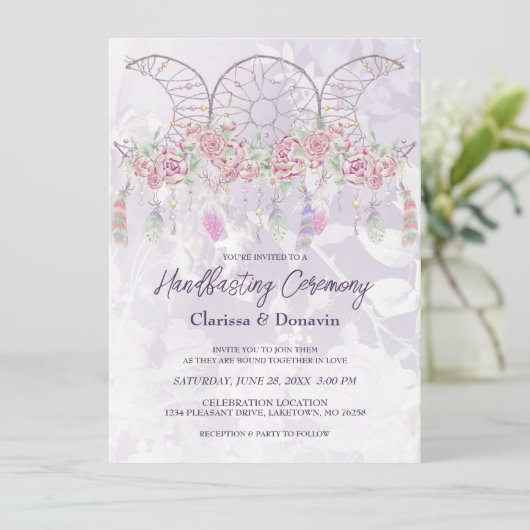 Boho Handfasting Driehoekige Maan Droomvanger Kaart (Staand voorkant)