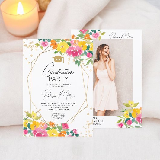 Boho Handgeschilderd Bloemen Wildflower Afstuderen Kaart