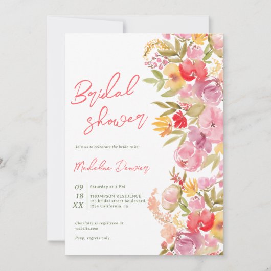 Boho handgeschilderd floral Waterverf vrijgezellen Kaart (Voorkant)