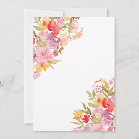 Boho handgeschilderd floral Waterverf vrijgezellen Kaart (Achterkant)