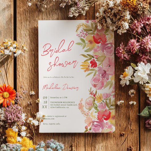 Boho handgeschilderd floral Waterverf vrijgezellen Kaart
