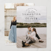 Boho handgeschreven foto save the date kaart (Voorkant / Achterkant)