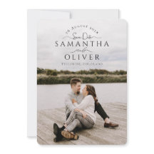 Boho handgeschreven foto save the date kaart
