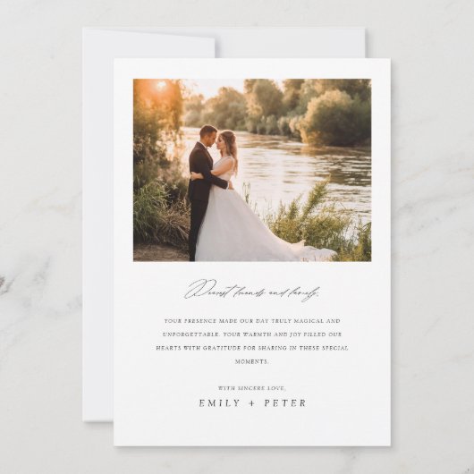 Boho handgeschreven script bruiloft 2-foto bedankkaart (Achterkant)