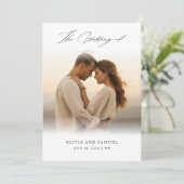 Boho Handgeschreven Script Romantische Fotobruilof Kaart (Staand voorkant)