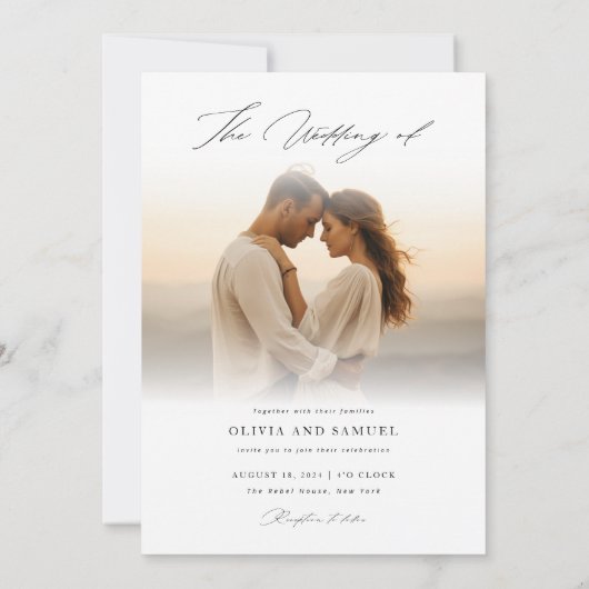 Boho Handgeschreven Script Romantische Fotobruilof Kaart (Achterkant)