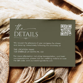 Boho Handgeschreven Script Wedding Details QR Code Informatiekaartje