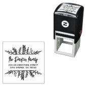 Boho handgetekende Leaves Lijst Whimsy Return Addr Zelfinktende Stempel (In situ)