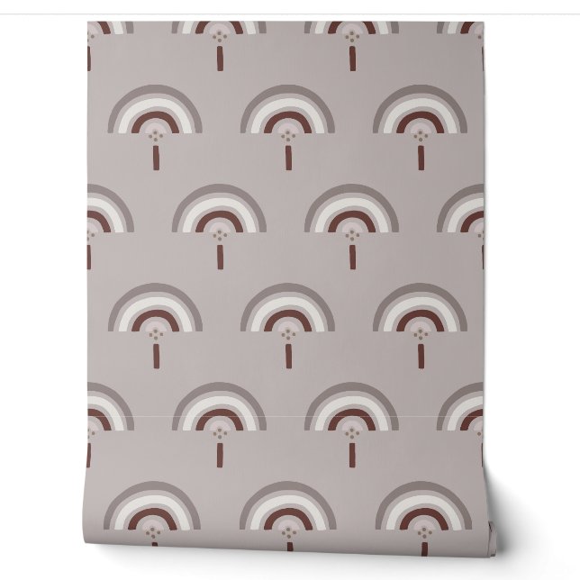 Boho Handgetekende Regenboog en Minimalistische Zo Behang (Afrollen)