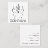 Boho Hands & Herb Leaves Organic Shop Logo Vierkante Visitekaartje (Voorkant / Achterkant)