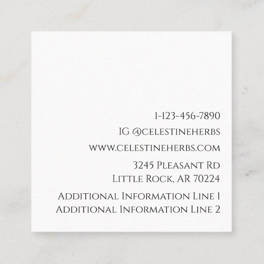 Boho Hands & Herb Leaves Organic Shop Logo Vierkante Visitekaartje (Achterkant)