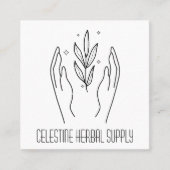 Boho Hands & Herb Leaves Organic Shop Logo Vierkante Visitekaartje (Voorkant)