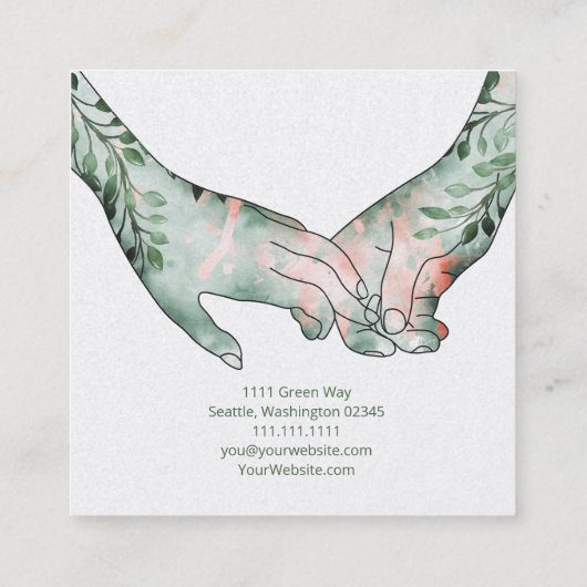 Boho Hands Square Visitekaartje (Achterkant)