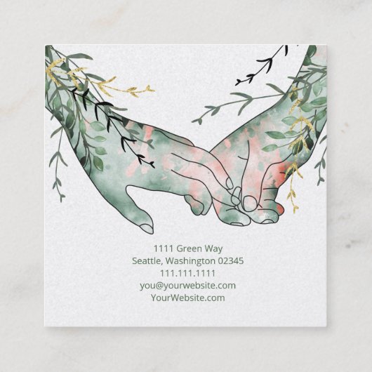 Boho Hands Vierkante Visitekaartje (Achterkant)