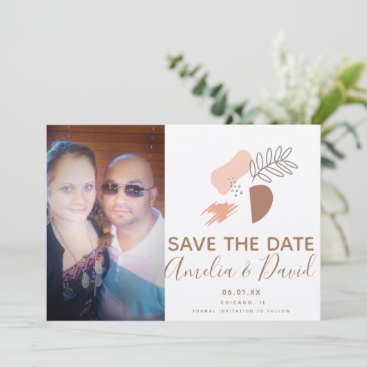 Boho Handtekening Abstract Opslaan Datum foto Kaart (Staand voorkant)