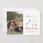 Boho Hangende Kerstboomtak Foto Vakantie Feestdagenkaart (Voorkant)