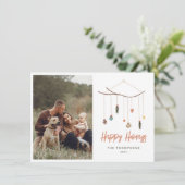 Boho Hangende Kerstboomtak Foto Vakantie Feestdagenkaart (Staand voorkant)