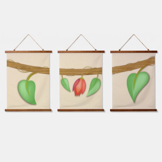 Boho Hanging Floral Set Continuous Branch Hangend Wandkleed (Driedubbel)