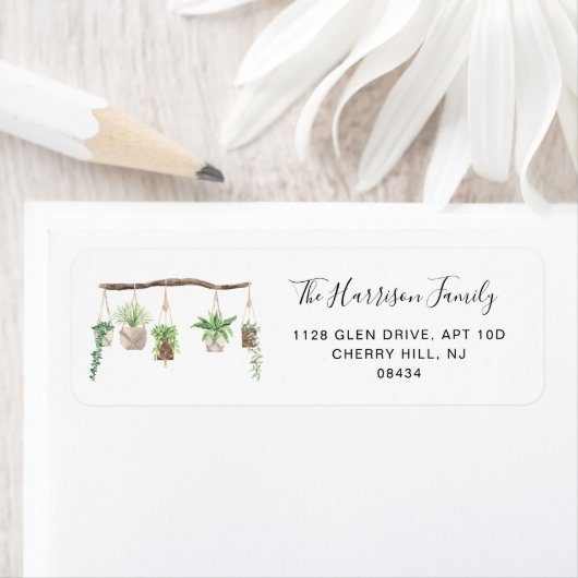 Boho Hanging Planten Waterverf Etiket (Insitu)