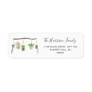 Boho Hanging Planten Waterverf Etiket