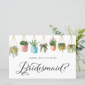 Boho Hanging Planten zal je mijn Bridesmaïde Kaart (Staand voorkant)