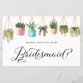 Boho Hanging Planten zal je mijn Bridesmaïde Kaart (Voorkant)