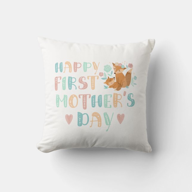 Boho Happy Eerste Moederdag 1e Keer Moeder Kussen (Voorkant)