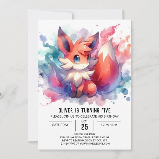 Boho Happy Fox Verjaardag Kaart (Voorkant)