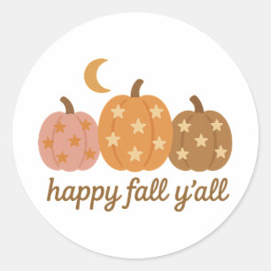 Boho Happy Herfst Jullie Sterrenpompoenen Ronde Sticker