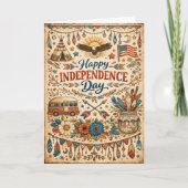 Boho Happy Independence Day Americana Feestdagen Kaart (Voorkant)