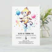 Boho Happy Monkey Verjaardag Kaart (Staand voorkant)