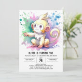 Boho Happy Monkey Verjaardag Kaart (Staand voorkant)