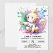 Boho Happy Monkey Verjaardag Kaart (Voorkant / Achterkant)