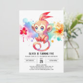 Boho Happy Monkey Verjaardag Kaart (Staand voorkant)