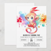 Boho Happy Monkey Verjaardag Kaart (Voorkant / Achterkant)