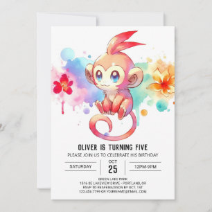 Boho Happy Monkey Verjaardag Kaart